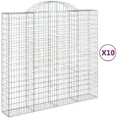 vidaXL Gabionen mit Hochbogen 10Stk. 200x50x180/200cm Verzinktes Eisen