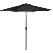Ebuy24 Rices Sonnenschutz Sonnenschirm, mit Kurbel, LED Solar uynd Neigung Ø3m schwarz/schwarz.
