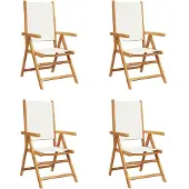 vidaXL Gartenstuhl Verstellbar 4 Stk. Cremeweiß Stoff und Massivholz