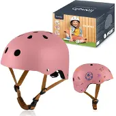 Lionelo Schutzhelm für Kinder Helmet verstellbar 50-56 cm, Kinnschutz, Intertek er Helm für Mädchen und Jungen, Größe S - Rosa