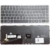 T-ProTek DEUTSCHE-Tastatur Schwarz,Silber Rahmen,Beleuchtung,Trackpoint für HP Elitebook 850 G1