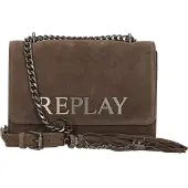 Replay Leder Umhängetasche Crossbody Bag DK Brown Wood dunkelbraun