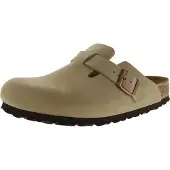 Birkenstock Boston Leder Clogs mit Softfußbett und Schnallen, braun, Größe 45