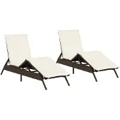 Syfax Sonnenliegen mit Auflagen 2 Stk. Braun Poly Rattan