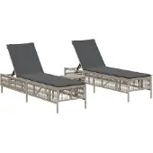 Syfax Sonnenliegen 2 Stk. mit Tisch Hellgrau Poly Rattan