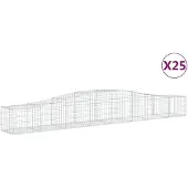 vidaXL Gabionen mit Hochbogen 25 Stk. 400x50x40/60cm Verzinktes Eisen