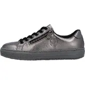 Rieker Sneaker , Damen, Gr. 39, Synthetik, silber (silberfarben), Leder, metallic, Schuhe Sneaker, mit Memosoft-Innensohle, Freizeitschuh, Halbschuh, Schnürschuh