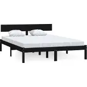 vidaXL Massivholzbett Schwarz 120x190 cm