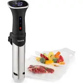 Klarstein Sous Vide Garer, Effizienter Sous Vide Stick, Sous-Vide-Garer, Sous Vide Garer Stick, 1200 W, 20-95°C, Timer, App-Steuerung, Touch-Display, 3D Circulation, 10-15 Liter, Edelstahl, Schwarz