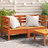 vidaXL Garten-Ecksofas 2 Stk. Wachsbraun Massivholz Kiefer 837988