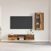 vidaXL Bestmöbel TV-Schrankset mit Schubladen mit Regal Altholz Holzwerkstoff - Wohnwände CC241087