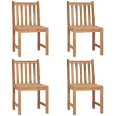 vidaXL Gartenstühle 4 Stk. mit Kissen Massivholz Teak