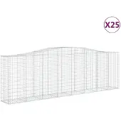 vidaXL Gabionen mit Hochbogen 25 Stk 400x50x120/140cm Verzinktes Eisen