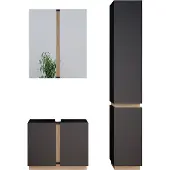 Vicco Badmöbel-Set Gloria Anthrazit 3 Teile, mit Hochschrank, Model 40894