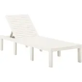 Syfax Sonnenliege Weiß Kunststoff 195 x 65 x 32 cm, Rückenlehne 5-fach verstellbar