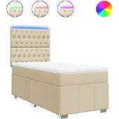 Syfax Boxspringbett mit Matratze Creme 100x200 cm Stoff