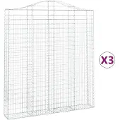 vidaXL Gabionen mit Hochbogen 3 Stk. 200x30x220/240cm Verzinktes Eisen