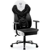 Diablo X-Gamer 2.0 Gaming Stuhl Bürostuhl Stoffbezug Ergonomisches Design Lendenwirbelkissen Softpadauflage Farbe: Schwarz-Weiß