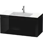 Duravit Waschtischunterschrank c-bonded L-Cube 100x48cm, 1 HL, sw hgl, 2 Schub., wandhängend