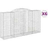 vidaXL Gabionen mit Hochbogen 6 Stk. 300x50x160/180cm Verzinktes Eisen