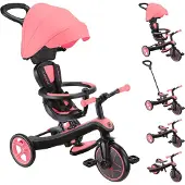 Globber EXPLORER TRIKE 4in1 – Kinderwagen, Dreirad und Laufrad, 10/8,5 Zoll, TPR-Sitz, höhenverstellbar, coral pink