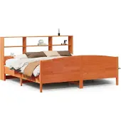 Syfax Massivholzbett mit Regal ohne Matratze Wachsbraun 200x200 cm