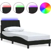 Syfax Bettgestell ohne Matratze "Hanko" Schwarz 90x200 cm Stoff