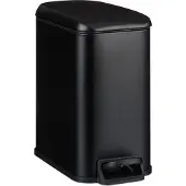 Relaxdays Mülleimer Bad, 5 l, Kosmetikeimer mit Soft-Close, matte Optik, entnehmbarer Inneneimer, Treteimer, schwarz