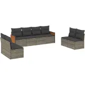 vidaXL 8-tlg. Garten-Sofagarnitur mit Kissen Grau Poly Rattan