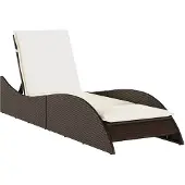vidaXL Sonnenliege mit Auflage Braun 60x205x73 cm Poly Rattan