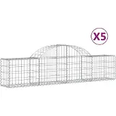 vidaXL Gabionen mit Hochbogen 5 Stk. 200x30x40/60 cm Verzinktes Eisen