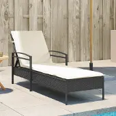 Prolenta Maison Exclusive - Sonnenliege mit Auflage Schwarz 63x200x81 cm Poly Rattan