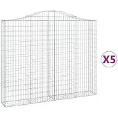 vidaXL Gabionen mit Hochbogen 5 Stk. 200x30x160/180cm Verzinktes Eisen
