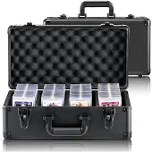 Vevor Aufbewahrungsbox, 4 Fächer, Tragetasche für Sammelkarten mit Schaumstoffteilern und Schlüsselschloss, 388 Top Loader oder 999+ lose Karten