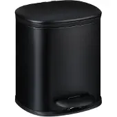 Relaxdays Mülleimer Bad, 5 l, Kosmetikeimer mit Soft-Close, matte Optik, 2 entnehmbare Inneneimer, Treteimer, schwarz