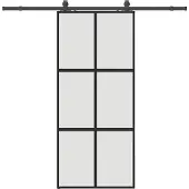 Syfax Schiebetür mit Beschlag Schwarz 90x205 cm Hartglas