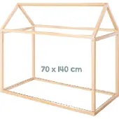 Roba Nachhaltiges Montessori Hausbett 70 x 140 cm - Kinderbett ausem Massivholz - Ab 12 Monate - Bambus natur