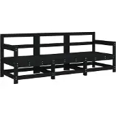 vidaXL 3-tlg. Garten-Lounge-Set Schwarz Massivholz Kiefer
