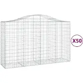 vidaXL Gabionen mit Hochbogen 50Stk. 200x50x120/140cm Verzinktes Eisen