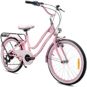 Sun baby Heart Bike Kinderfahrrad 20 Zoll Mädchen, Fahrrad für Kinder ab 6 Jahre, 6-Gang Shimano, V-Brake, Gepäckträger, Reflektoren (Rosa, 20 Zoll)