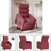 The Living Store Massagesessel mit Aufstehhilfe Weinrot Stoff