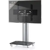 VCM TV Standfuß 32-70 Zoll | VESA max. 600x400 | Fernseh Ständer aus Alu und Glas | TV Ständer Maße ca. H. 100 x B. 60 x T. x 44 cm | Fernsehstand Tosal