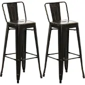 CLP Barhocker 2er Set mit Lehne im Industrial-Look Mason, mit Rückenlehne | Farbe schwarz-gold