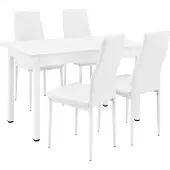 En.casa [] Esstisch mit 4 Stühlen weiß 120x60cm Küchentisch Esszimmertisch