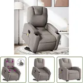 The Living Store Massagesessel mit Aufstehhilfe Taupe Stoff