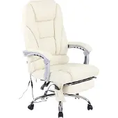 CLP Bürostuhl höhenverstellbar Pacific drehbar mit Massagefunktion 150kg belastbar creme