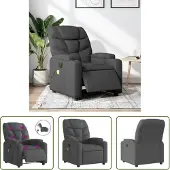 The Living Store Massagesessel Elektrisch Dunkelgrau Stoff