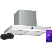Klarstein Auriana Dunstabzugshaube - 60 cm Wandhaube, 700 m³/h Luftdurchsatz, A+ , WLAN- & Touch-Steuerung, LED-Beleuchtung 6000 K, 110 W Motor, Schwarz, Abluft & Aktivkohlefilter