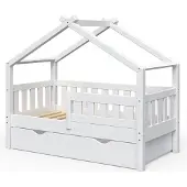 VitaliSpa Hausbett Design Weiß 70x140 cm mit Schublade, Model 33269