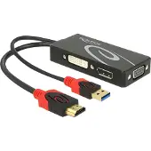 DeLOCK 62959, 0,135 m, HDMI + USB, DVI-I + VGA (D-Sub), Männlich, Weiblich, 3840 x 2160 Pixel